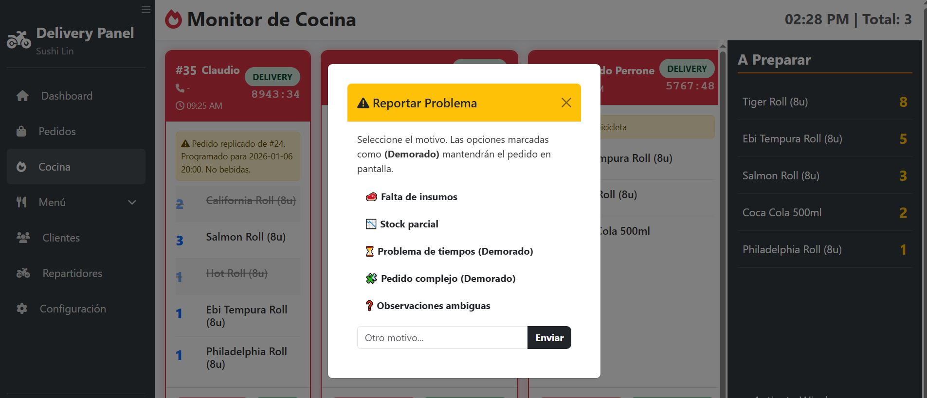 Botón Problema y Alerta